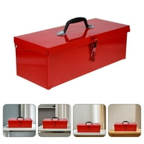 HEMOTON Metal Tool Box Portable Tool Storage Organizer Box With Latch Closure And Handle Small Parts Box Hardware Organizer For Home Garage Red
