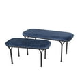 thumbnail image 1 of Privilege 12477 Black Metal Ottomans with Ribbed Blue Top - Set of 2, 1 of 1