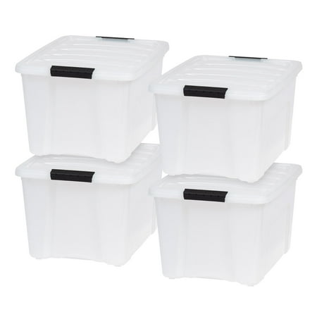 ( incomplete) IRIS USA 4 Pack 40qt Plastic Storage Bin with Lid and Secure Latching Buckles  Pearl