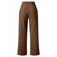 thumbnail image 4 of DuoJiaJ Casual Linen Wide Leg Pants Loose Fit High Waist Comfortable Trousers For Everyday Wear Women's Wide Leg Pants Brown S, 4 of 5