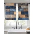 thumbnail image 2 of Navy Blue Brown Wood Sheer Curtains 45 Inch Length 2 Panels Set for Living Room/Bedroom, Farmhouse Vintage Wooden Semi Curtain Sheers Drapes Rod Pocket Curtains Window Treatment Set 52''x45''x2, 2 of 7