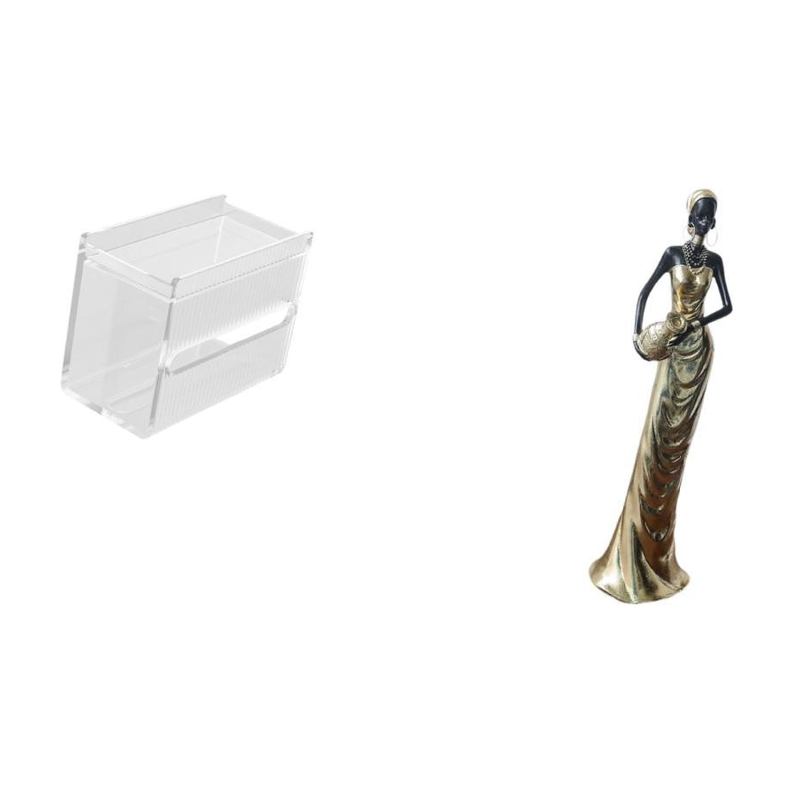 Fiocias Acrylic Toilet Paper Storage Box Modern Paper Towel Dispenser Wall Mounted Toilet Tissue Paper Holder African Figurine Tribal Lady Statue Vintage Art