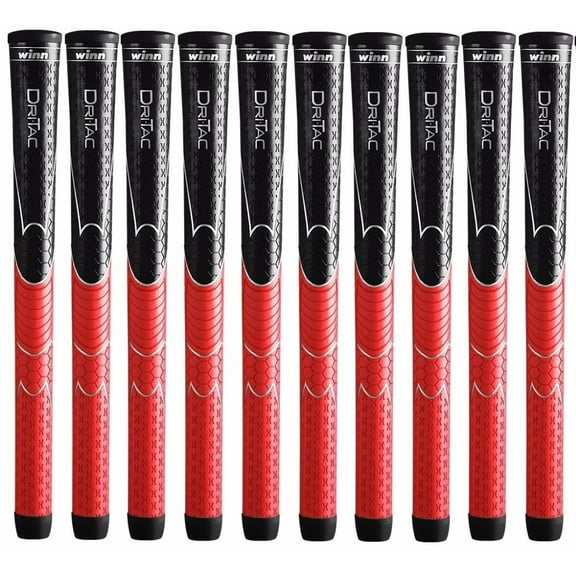 Winn DRITAC AVS Standard Golf Grip Set - Black/Red - Set of 10