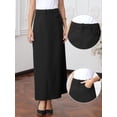 thumbnail image 2 of DARING DIVA Women's Pencil Long Pockets Work Office Midi Bodycon Skirts X-Small Black, 2 of 6