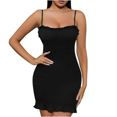 

Maternity Dress Pink Dress for Women Trendy Women Summer Sleeveless Elegant Leisure Backless Pure Color Mini Dress Savings Clearance Dresses for Women Sequin Dress for Women Black L