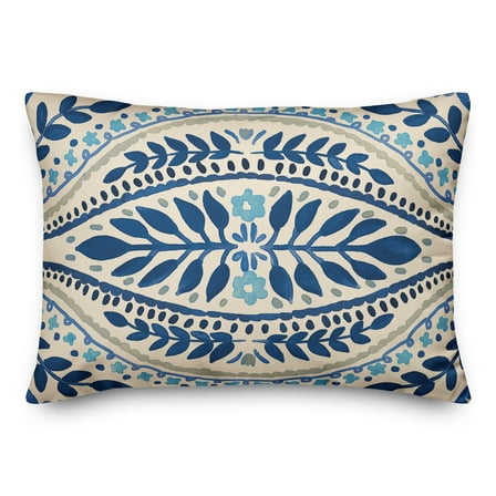 Creative Products Blue Colored Large Folk Pattern 14x20 Indoor / Outdoor Pillow
