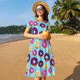thumbnail image 4 of Easygdp Donuts para Vestido Transpirable de Mujer, Vestido Suelto de Manga Corta con Pliegues y Bolsillos para el Verano, 4 of 6