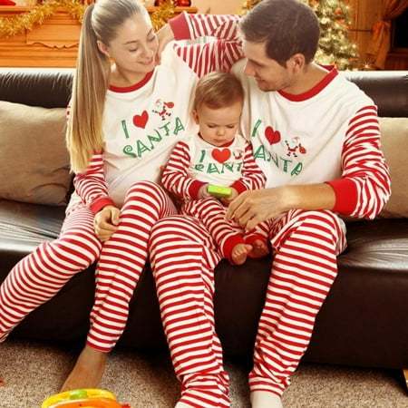 

Matching Family Pajamas Set Striped Christmas Pajamas Sleepwear Dad Mom Kid Baby PJs