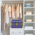 thumbnail image 4 of Yayeee Collapsible Cube Storage Bin with Lid Fabric Closet Decorative Basket with Handles, Purple Stained Glass Pattern, 4 of 7