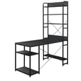 thumbnail image 2 of Computer Desk, Home Office Gaming Table with Steel Frame, MDF Board & 5 Tier Open Bookshelf, Rustic Writing Table Workstation with Plenty Storage Space, Black, 2 of 7
