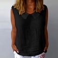 thumbnail image 2 of YUGYXL Cotton Linen Tank Tops for Women Summer Vacation Lounge Tops Loose Fit Sleeveless Scoop Neck Shirts Beach Tees Vests Black M, 2 of 9