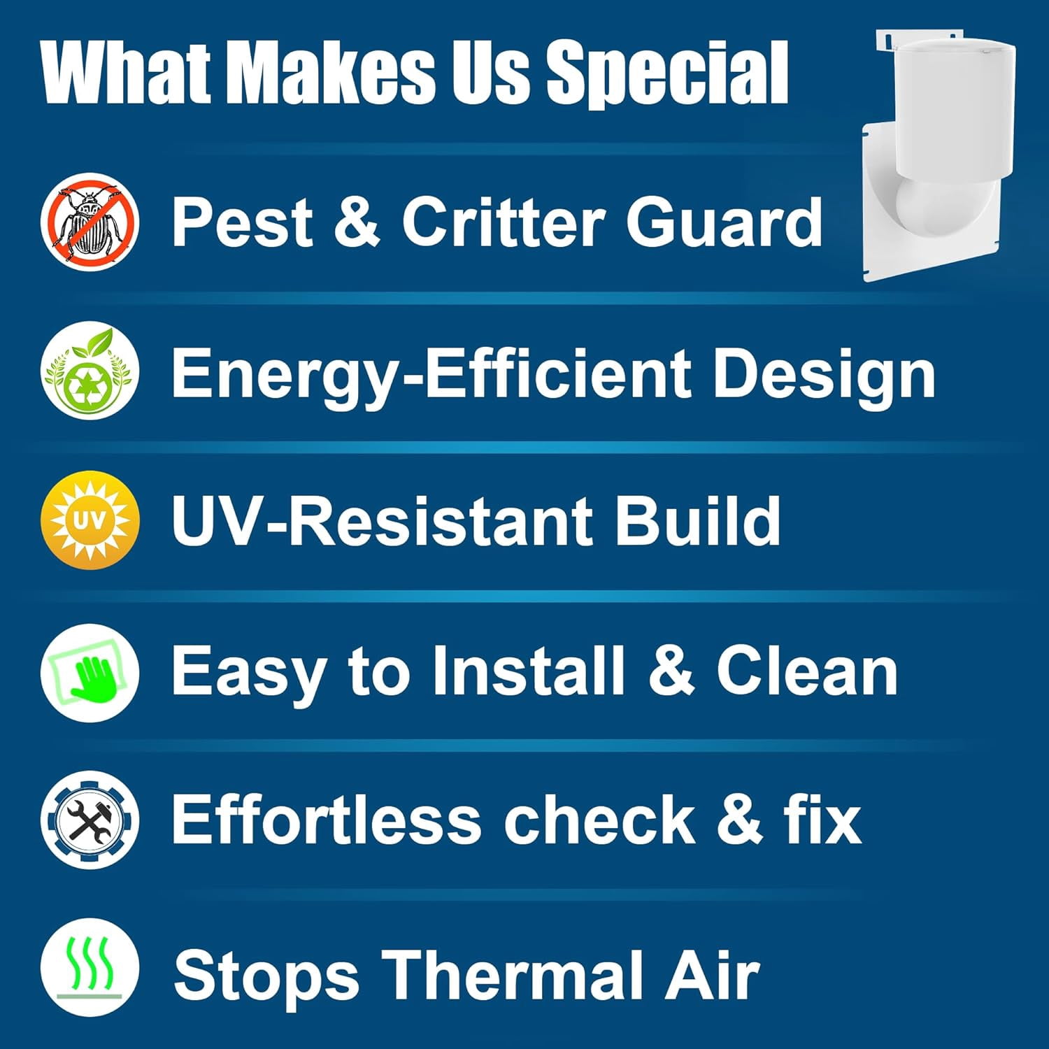 Dryer Vent Cover 4 inch UV Resistant with Screws and Washers Necessary for Installation, Outdoor Dryer Vent Seal Natural Energy Saving, Clothes Dryer Replacement Vents(White)