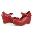 thumbnail image 2 of BOCCA Women MaryJane Wedge Heels Platform Pumps with Ankle Strap,Round Toe Dress Shoes for Work Party, 2 of 5