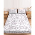thumbnail image 2 of King Size Fitted Sheet Set - Spring Flower 3 Piece Bedding Sets 16" Deep Pocket Fitted Sheet with 2 Pillowcases, Vintage Farmhouse Light Purple Boho Leaf Brushed Microfiber Hotel Luxury Bed Sheets, 2 of 9
