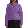 thumbnail image 3 of HAJWOH Womens Fleece Cropped Half Zip Fuzzy Sweatshirts Warm Sherpa Pullover Stand-Up Collar Varsity Jackets with Zipper Pockets, 3 of 7