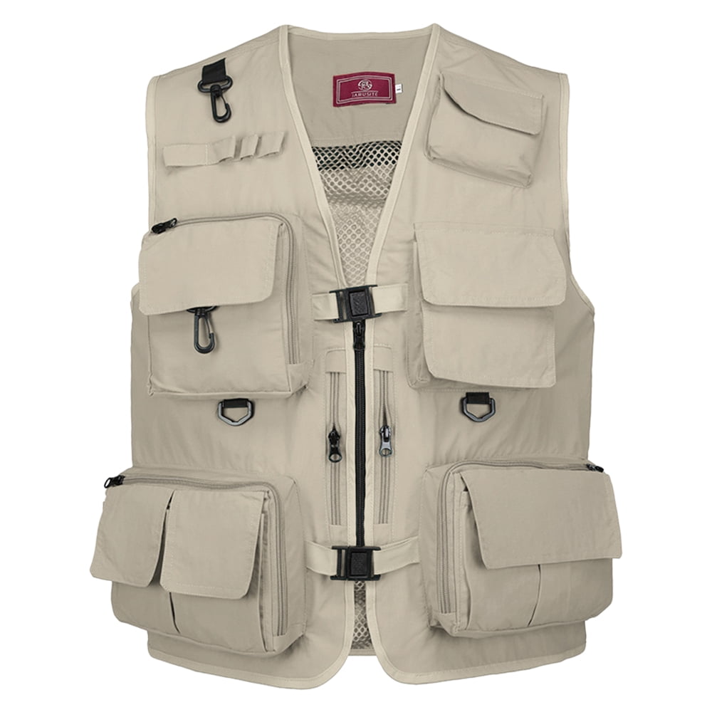 Fishing Photography Vest Summer Multi Pockets Mesh Jackets Quick Dry Khaki L Walmart