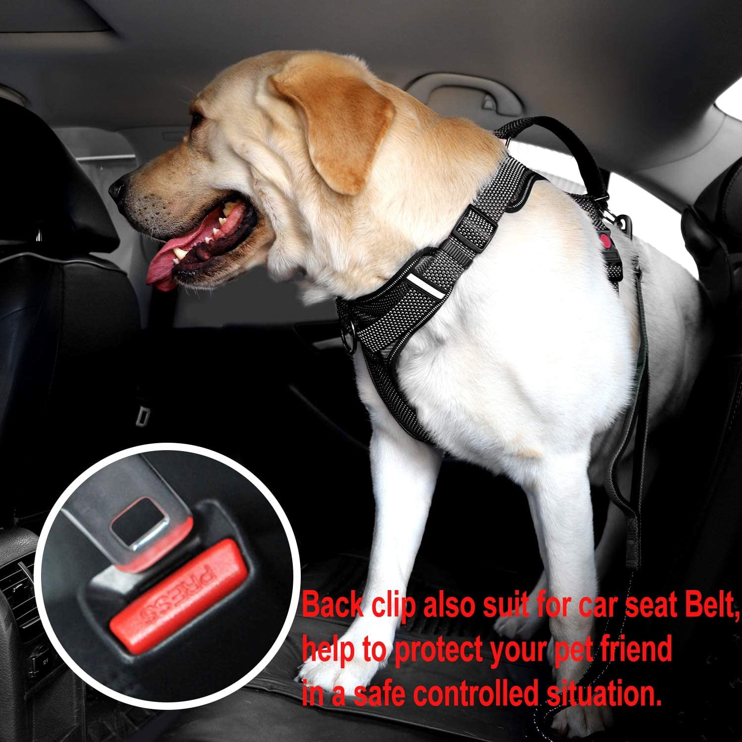 LOS ANDES Full Reflective Dog Harness Adjustable Harness No Pull Pet Harness with Front Clip, Soft Padded Dog Vest with Handle, Easy Control Dog Harnesses for Small Medium Large Dogs