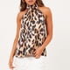 thumbnail image 5 of Gibobby Blusa de cuello Noche para mujer Halter Impreso Chaleco Tops Leopard Party Blusa de mujer(Caqui,M), 5 of 5