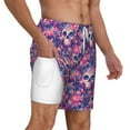 thumbnail image 3 of Picia cool Skull flower colorful pattern Mens Swim Trunks with Compression Liner Stretch Beach Shorts Quick Dry with Zipper Pockets No-Chafing Board Shorts-3X-Large, 3 of 9