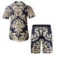 thumbnail image 2 of Men's Flower Shirt Short 2 Piece Hawaiian Sets Casual Button Down Floral tracksuit, 2 of 7