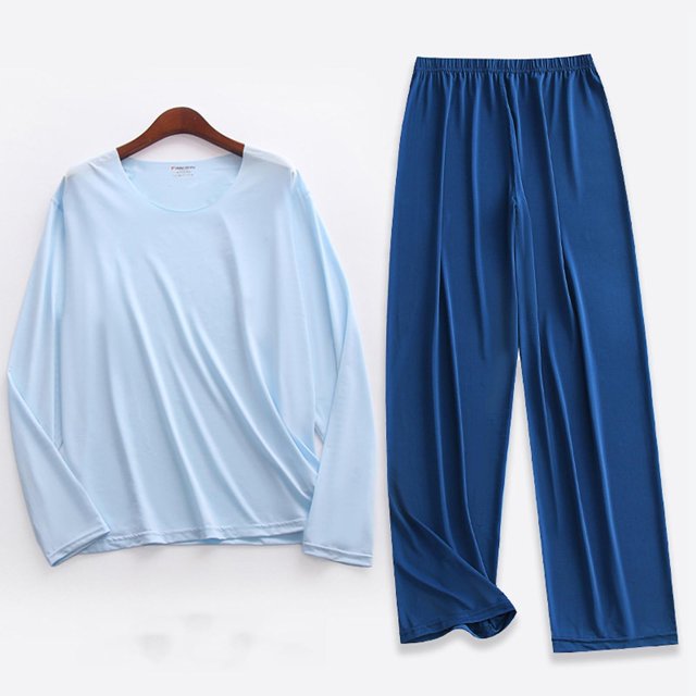 Weiqiqre Ensemble de Sport Décontracté pour Hommes, Couleur Unie, Col Rond, Manches Longues Élastiques
