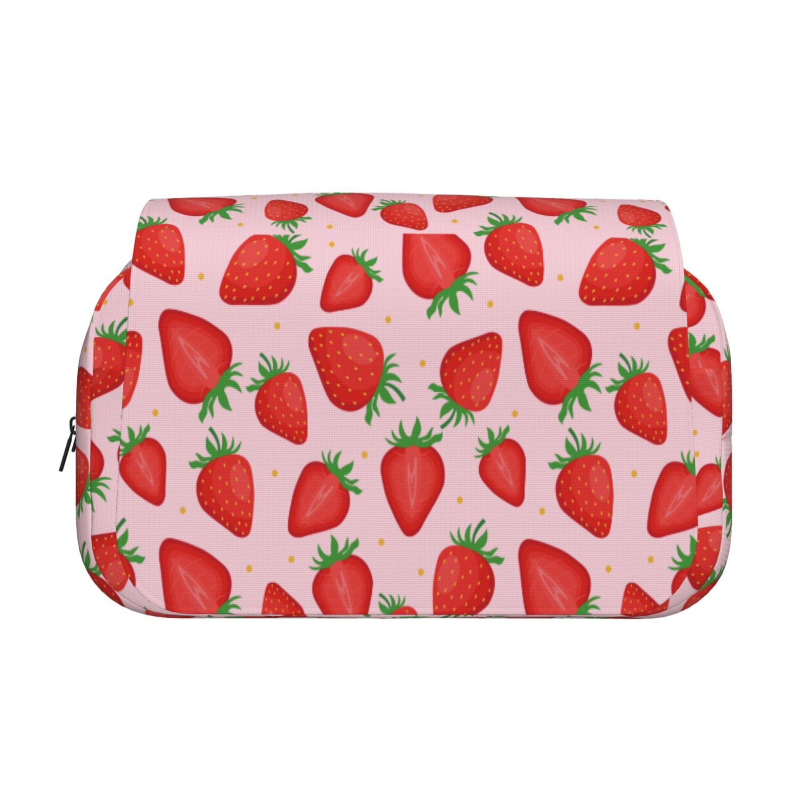 Rateoe Strawberries Pattern Double Clamshell Pen Case, Storage Organizer with Two Zipper Compartments– Holds Up to 50 Pencils & Pens