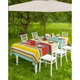 thumbnail image 3 of Outdoor Tablecloth Colorful Stripes Rectangle Patio Tablecloths 60x84, Waterproof Outside Table Cloths with Umbrella Hole and Zipper, Boho Style Summer Table Cover for Outdoor Tables Garden, 3 of 5