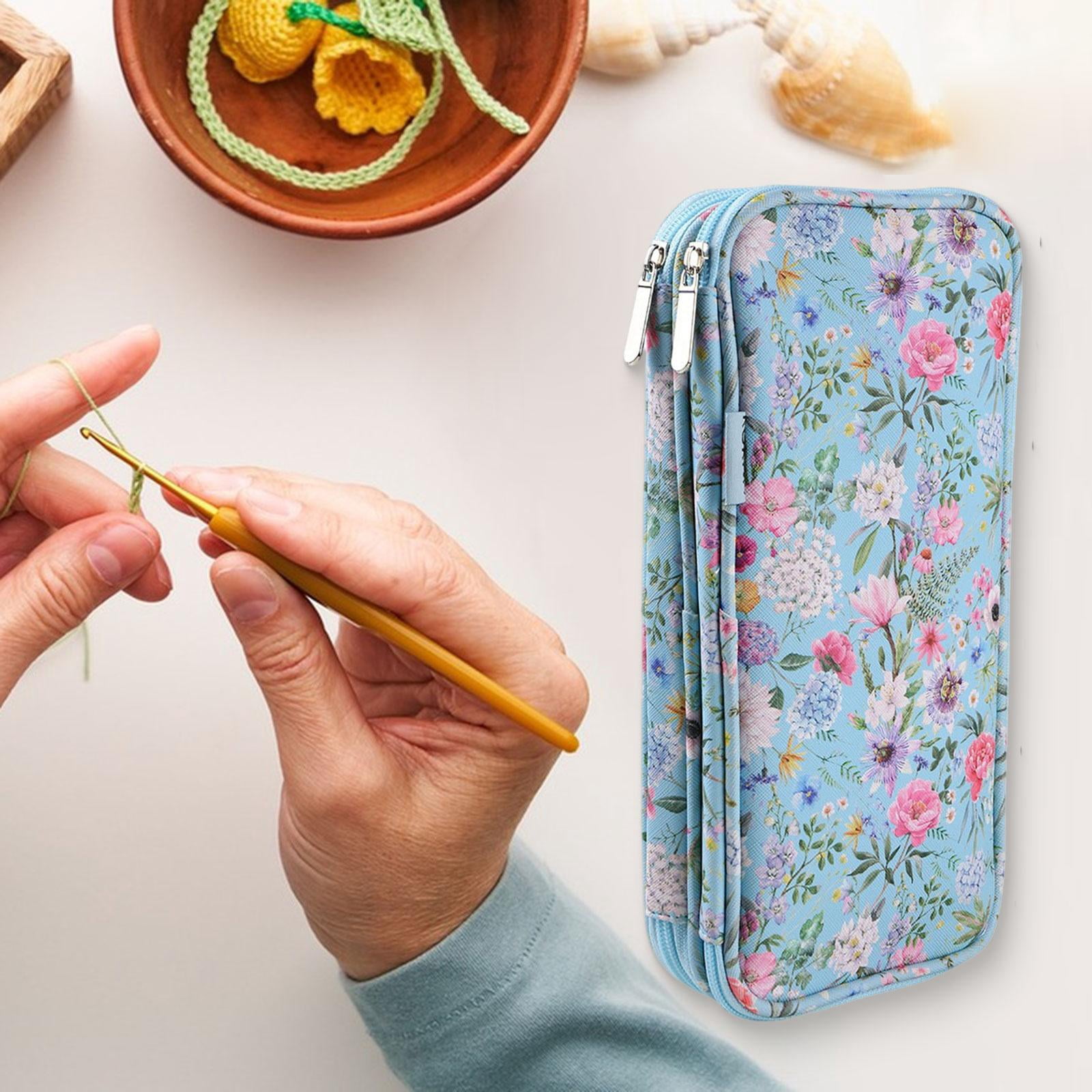 HOMYL Crochet Hook Case, Knitting Bag, Sewing Accessory Organizer, Waterproof, Easy to Blue