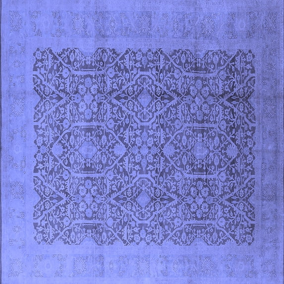 Ahgly Company Indoor Square Oriental Blue Traditional Area Rugs, 8' Square
