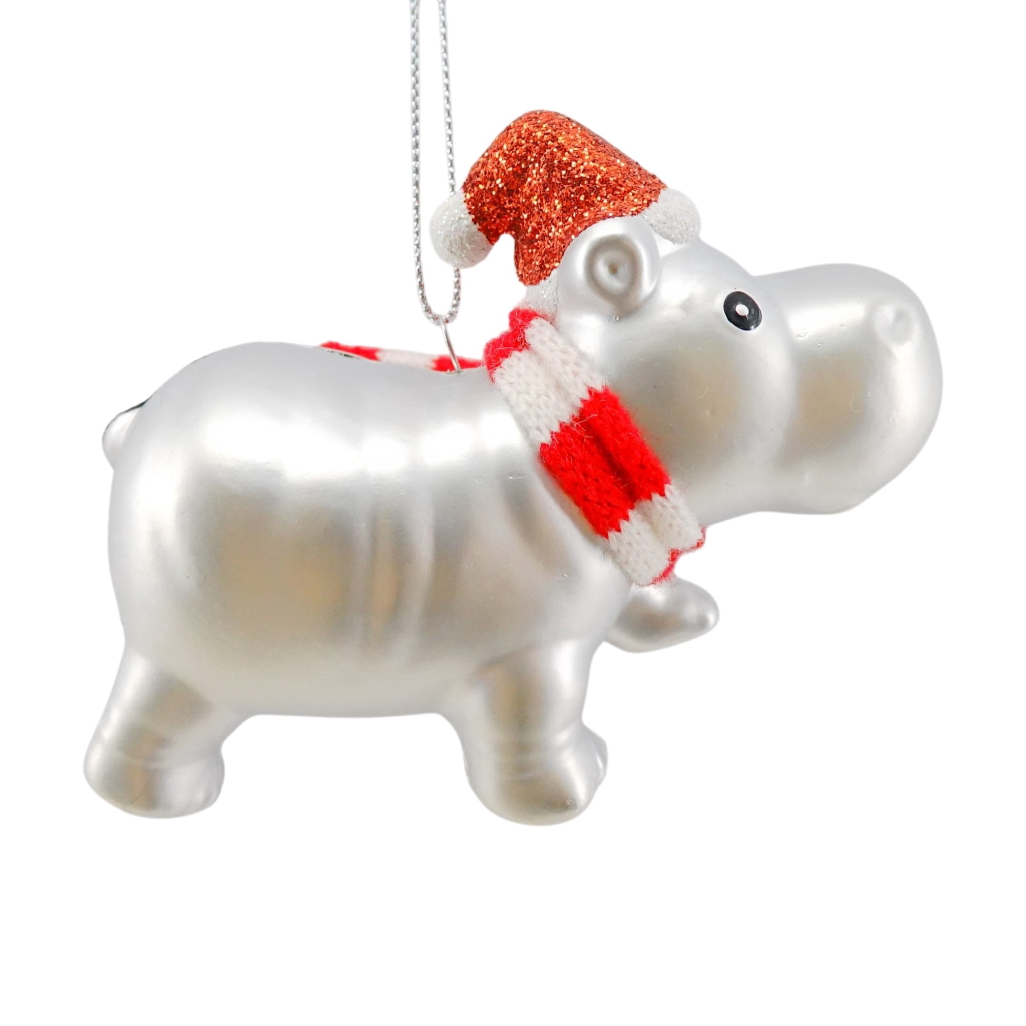 Red/White/Silver Hippo Christmas Ornament, 3", by Holiday Time