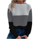 thumbnail image 2 of Suéter de cuello redondo para mujer, suéter de punto con empalme de color en contraste, cuello redondo, manga larga, blusa para mujer, 2 of 8
