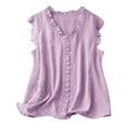 thumbnail image 1 of Timegard Womens Summer Tops Ruffle V-Neck Sleeveless Lightweight Tank Tops Casual Loose Tops Blouse, 1 of 4