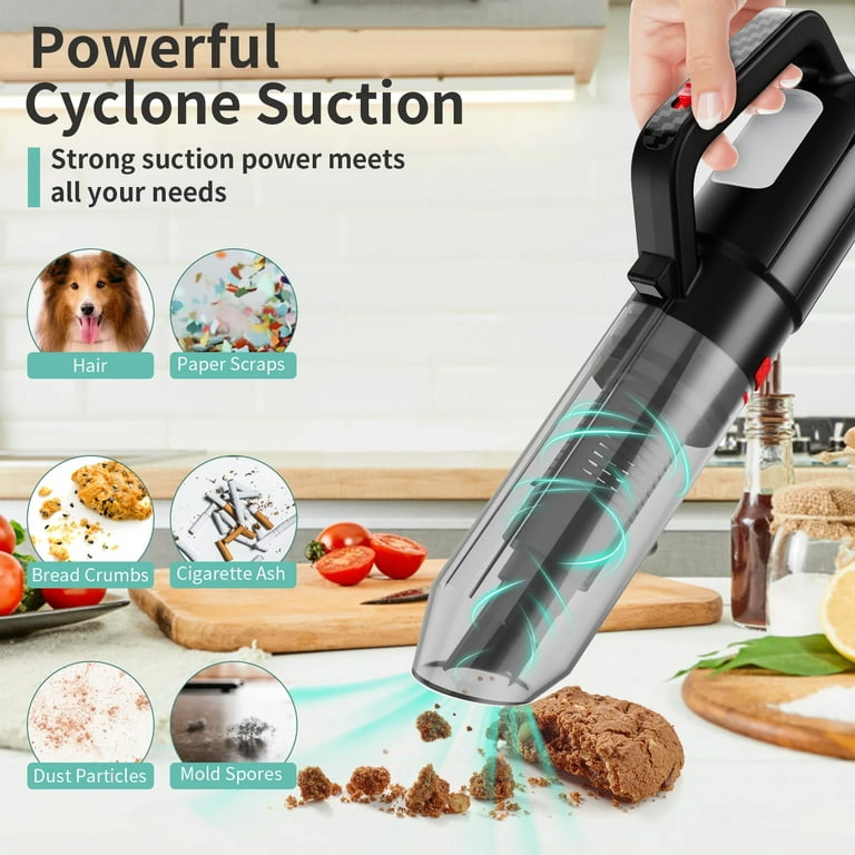 FUOAYOC Handheld Vacuum Cordless, Mini Car Hand Held Vacuum with Powerful  Suction, Portable Hand Vacuum Rechargeable with LED Light for Pet Hair