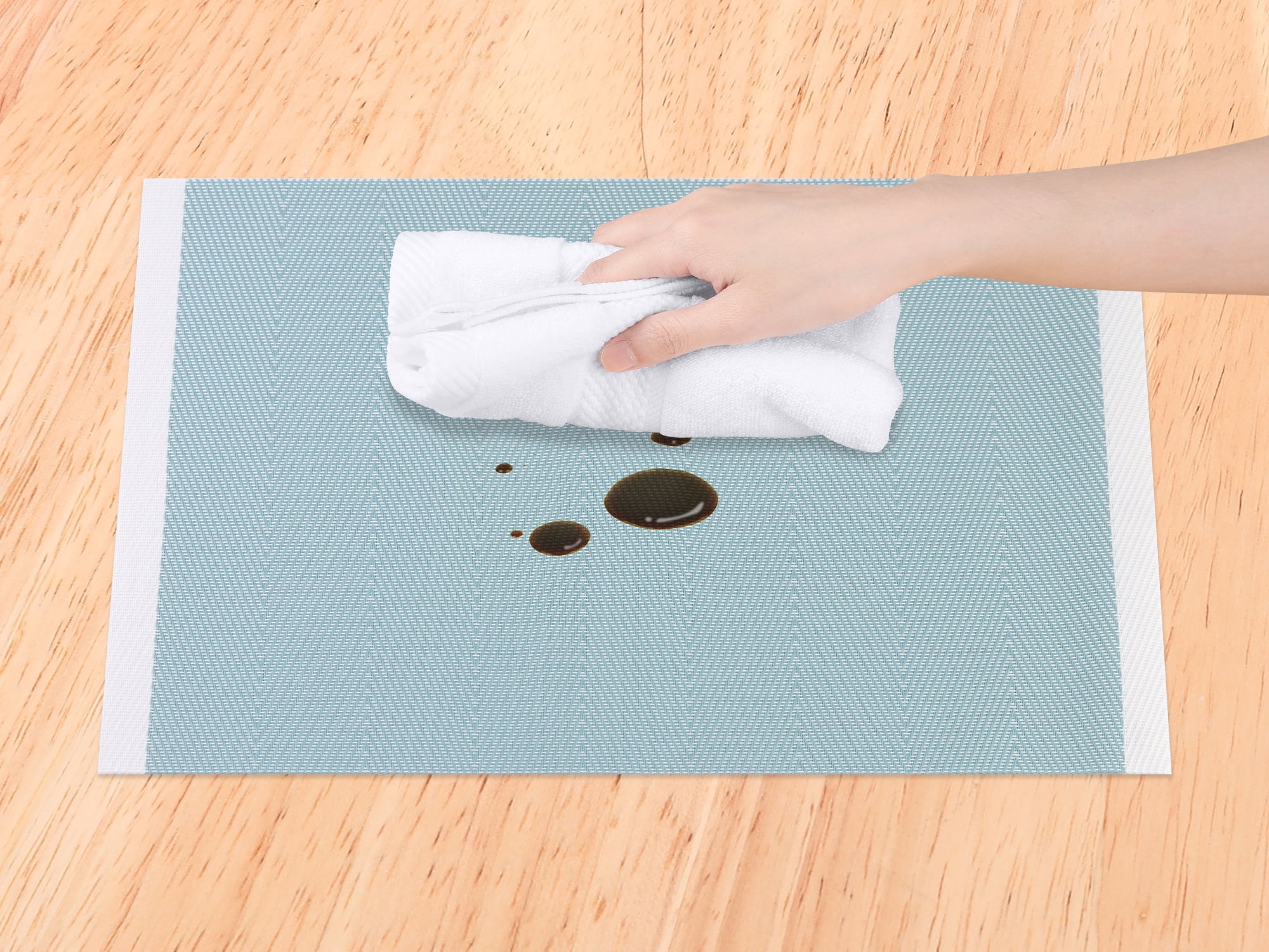 Unique Bargains Set of 6 Placemats for Kitchen Dining Table Decor Washable Blue