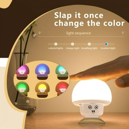 

5PCS Night Light Cute Frog Mushroom LED Night Creative Color Changing Frog Mushroom Lamp Glowing Colorful LED Night Light for Children Bedroom Desk Party Decoration Gift (Mushroom LED Light)