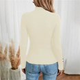 thumbnail image 4 of Tittly Fitted Sweaters for Women Tight Sweaters for Women Women's Autumn And Winter Warm Low Neck Button Down Sweater With Long Sleeves Sweater Top Sweaters for Women Beige S, 4 of 6