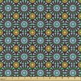 thumbnail image 2 of Ambesonne Abstract Fabric by the Yard Upholstery, Ethnic Art Circular Shapes, 5 Yards, Chocolate Blue and Mustard, 2 of 5
