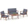 thumbnail image 3 of Costway 4 PCS Patio Conversation Set Acacia Wood Sofa Coffee Table with Cushioned Seat, 3 of 10