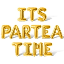 Letter Balloons - ITS PARTEA TIME 16" Inch Alphabet Letters Foil Mylar Balloon Bachelorette or Bridal Shower Party Banner (Gold)