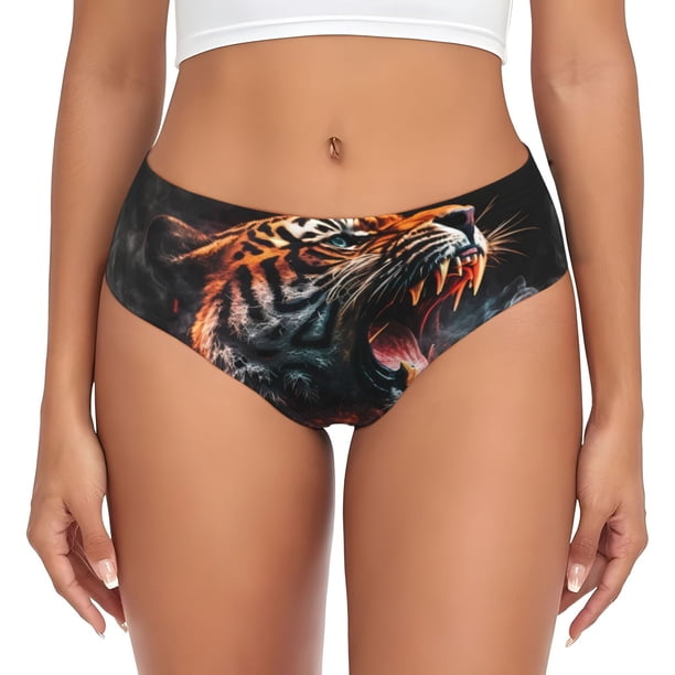 Fotbe Cool Tiger Calzones Estampados para Mujer – Ropa Interior de Algodón, Cómoda, Suave y Elástica-Small