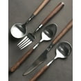thumbnail image 3 of Vintage Walnut Wood Handle Silverware Set Service, Wood Handle Silverware Set, Natural Walnut Wood & Stainless Steel Flatware with organizer, Elegant Brushed Finished Brown/Silver Cutlery, 3 of 9
