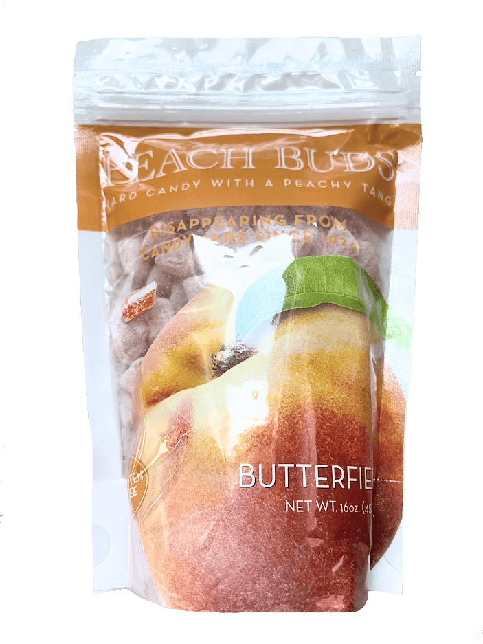 Butterfields Peach Buds Candy - Gourmet, Old-Fashioned Buds Hard Candy, Peach 1 lb bag Bulk, Gluten Free, Made with 100% Real, Pure Cane Sugar | Handcrafted in the USA
