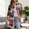 thumbnail image 5 of HongQid Womens Plaid Shacket Jacket Fall Spring Fashion Long Sleeve Button Up Flannel Shirt Clothing, 5 of 5