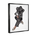 thumbnail image 2 of Stupell Industries Stripes Pattern Woman Sitting Fashion Portrait Graphic Art Jet Black Floating Framed Canvas Print Wall Art, Design by Amelia Noyes, 2 of 5