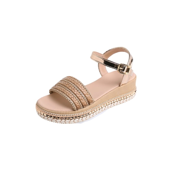 Xfvqtps Womens Espadrille Wedge Sandals High Heel Adjustable Buckle Ankle Strap Rhinestone Non-Slip Sole Comfortable Summer Shoes