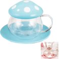 thumbnail image 1 of Cute Tea Cup Mushroom Mug Glass Tea Cups With Tea Infuser Strainer Filter Clear Teapot With Ceramic 290ml 9.6oz (blue), 1 of 4