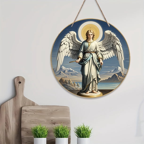 Belén Redondo de Madera con La Imagen de La Natividad y La Resurrección, Decoración Decorativa para Colgar En La Pared o para El Bautizo.