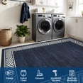 thumbnail image 3 of Hasoo Large Washable Rug 10' x 13' Area Rug for Living Room Modern Simulated Woven Texture Bordered Non-Slip Neutral Indoor Decor Carpet, Navy, 3 of 5