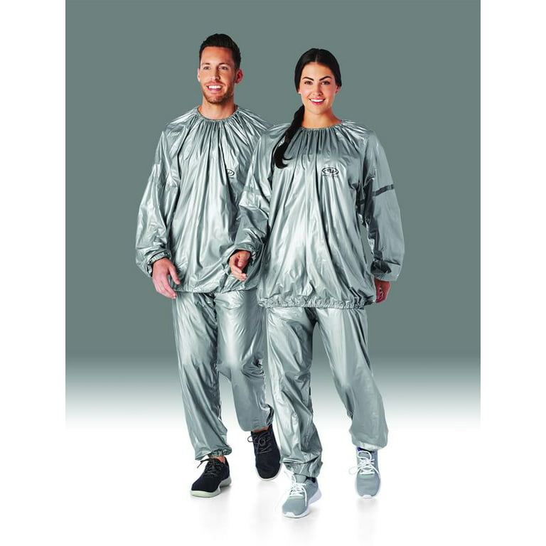 Athletic Works Sauna Suit with Reflective Detailing on Sleeves,  X-Large/XX-Large, Silver 