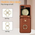 thumbnail image 5 of Phone Case for Samsung Galaxy Z Flip 5 5G 2023 Wallet Cell Cover with Crossbody Strap Ring Stand RFID Credit Card Holder Leather Accessories ZFlip5 Z5 G Flip5 5Z Women Men Girls Brown, 5 of 14